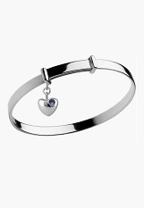 nice petite silver heart charm February birthstone baby bracelet